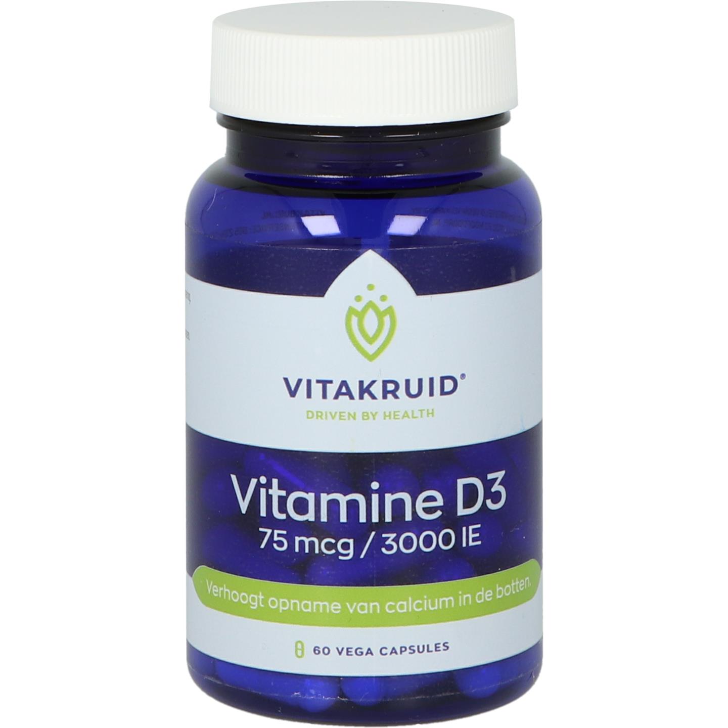 Vitakruid Vitamine D3 75 Mcg 3000Ie 60 vegacapsules