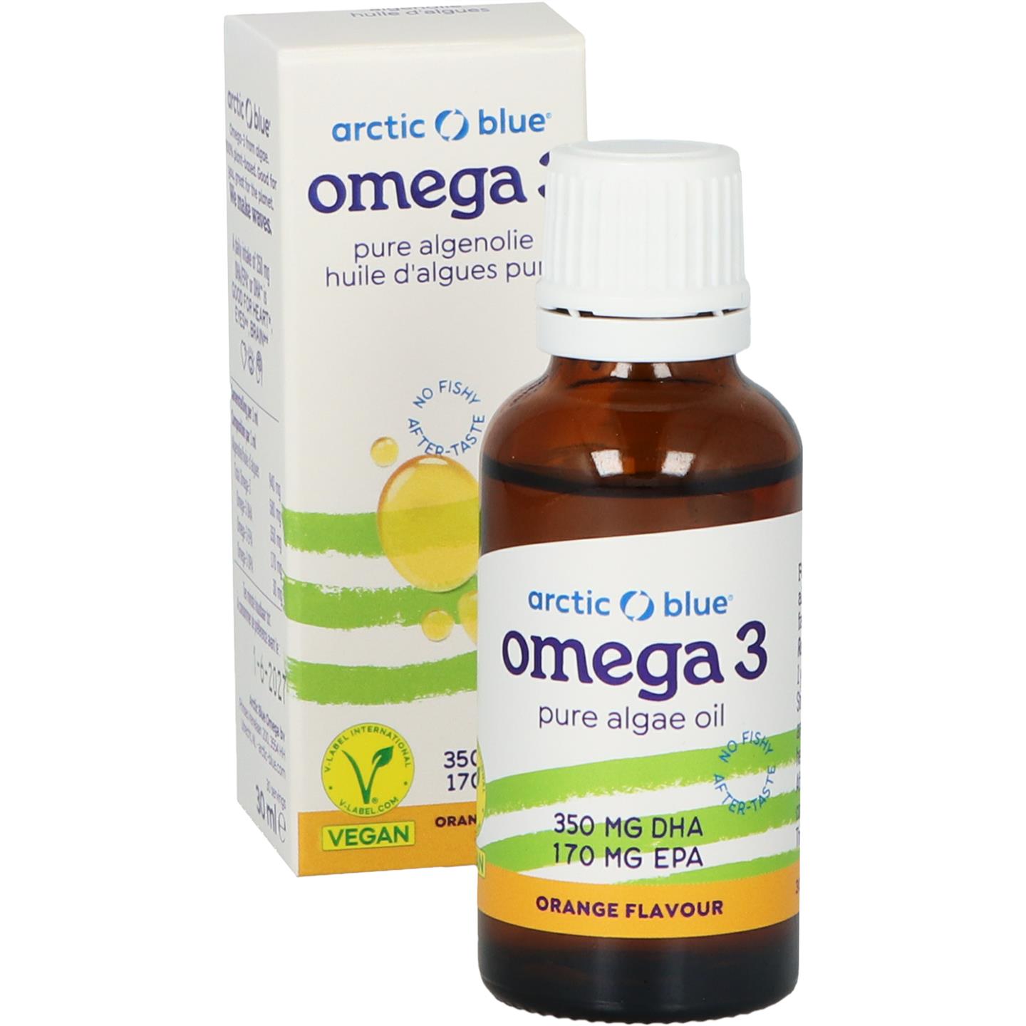 Omega 3 Pure Algenolie DHA/EPA sinaasappel afbeelding