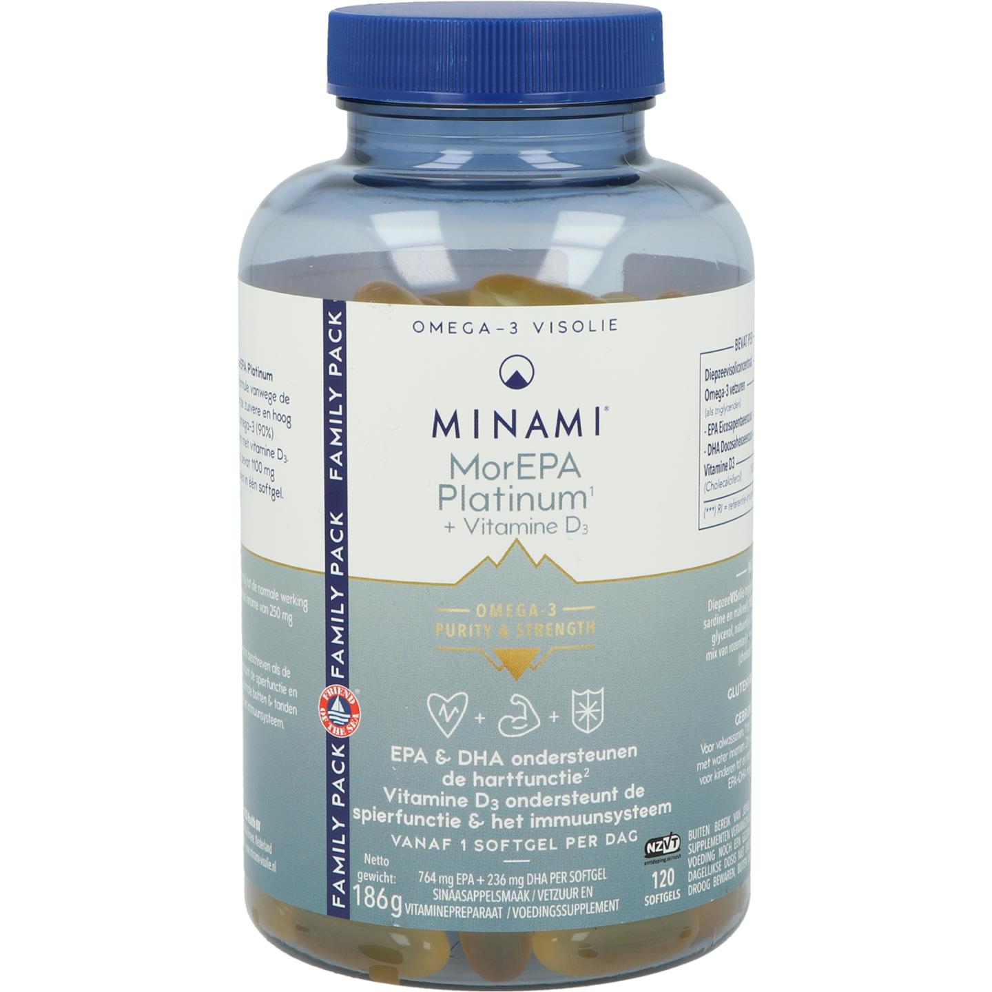 Minami MorEPA Platinum + Vitamine D3 120 softgels