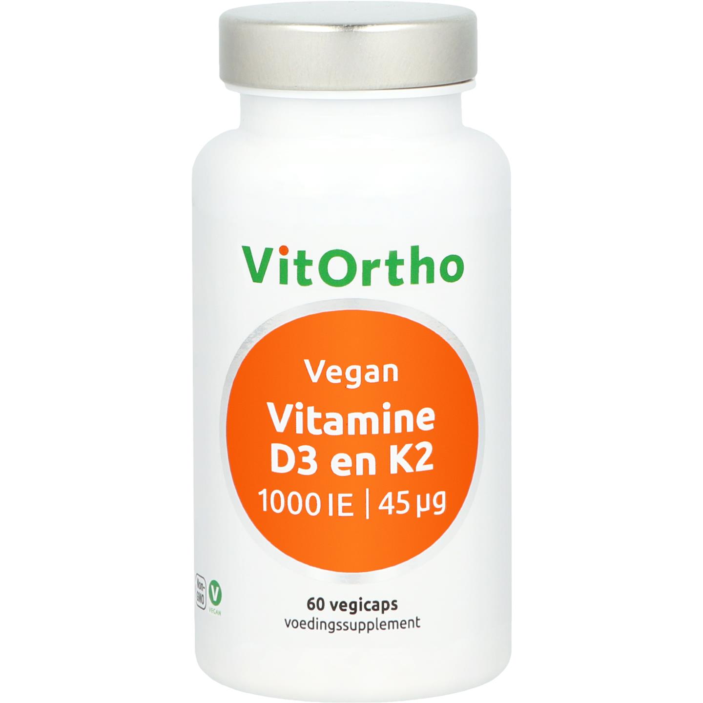 Vitamine D3 1000 IE en K2 45 mcg Vegan afbeelding